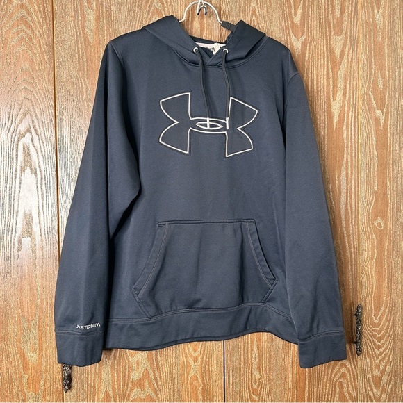 Under Armour Blue Storm Fleece Sweatshirt Hoodie Men's L Loose Fit Embroidered - Picture 2 of 11